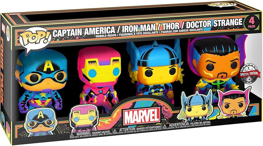 Amazon.com: Funko Pop! Marvel: Blacklight - Captain America - 4PK
