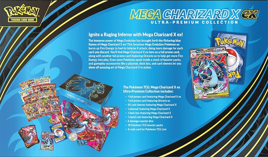 Amazon.com: Pokémon TCG: Mega Charizard X ex Ultra-Premium