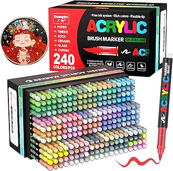 Amazon.com: Amamao 240 Colors Acrylic Paint Markers, Soft Brush