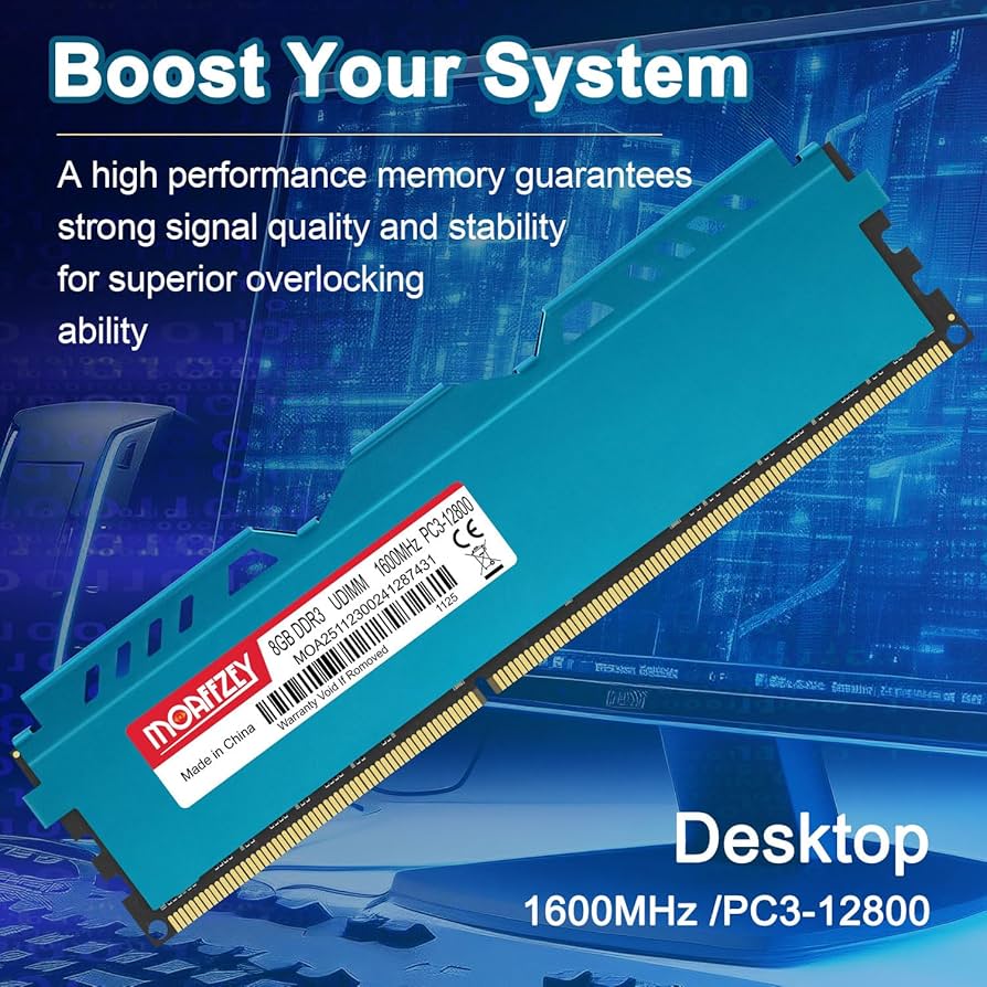 Moaffzey 8GB DDR3 RAM 1600MHz PC3-12800 CL11 Desktop Computer