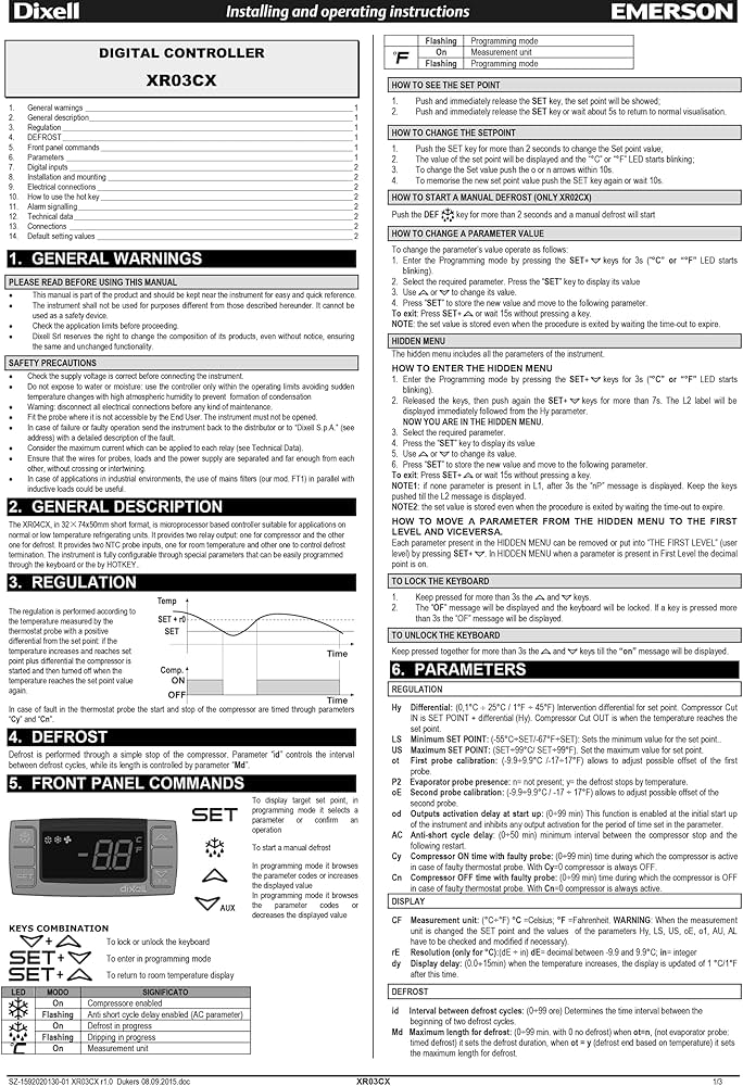 Dixell Temperature Controller XR03CX - 120V - Programmable