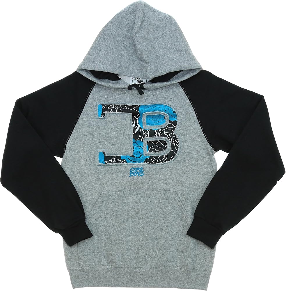 Coke Boys Men's CB Rose Print Logo Fleece Hoodie Sweatshirt-Grey