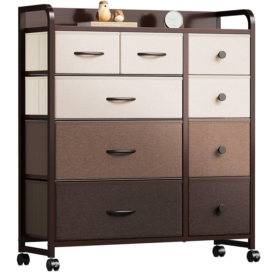 木製箪笥 棚付き 4引き出し ブラウン