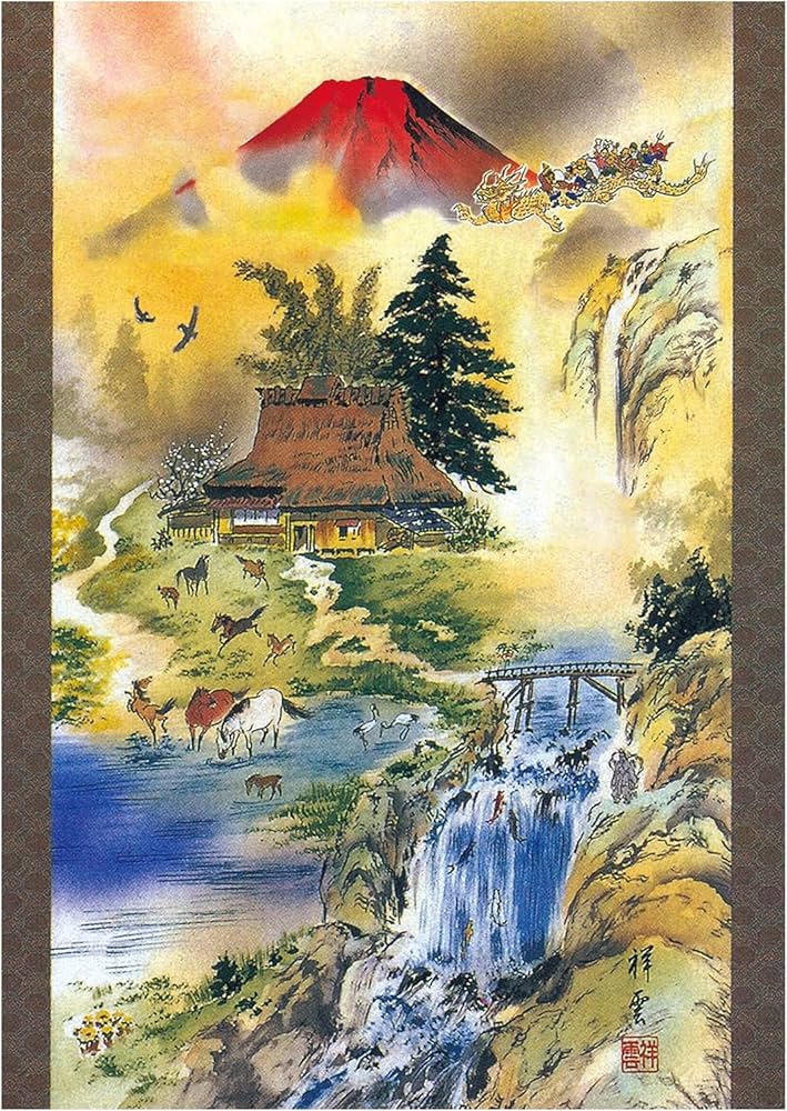 大開運 白富士 絵画 油絵 スピリチュアルアート 額入り 風水 幸運 運気