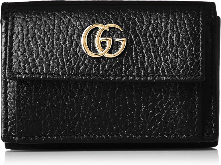 GUCCI 三つ折り財布 黒 レザー GGロゴ