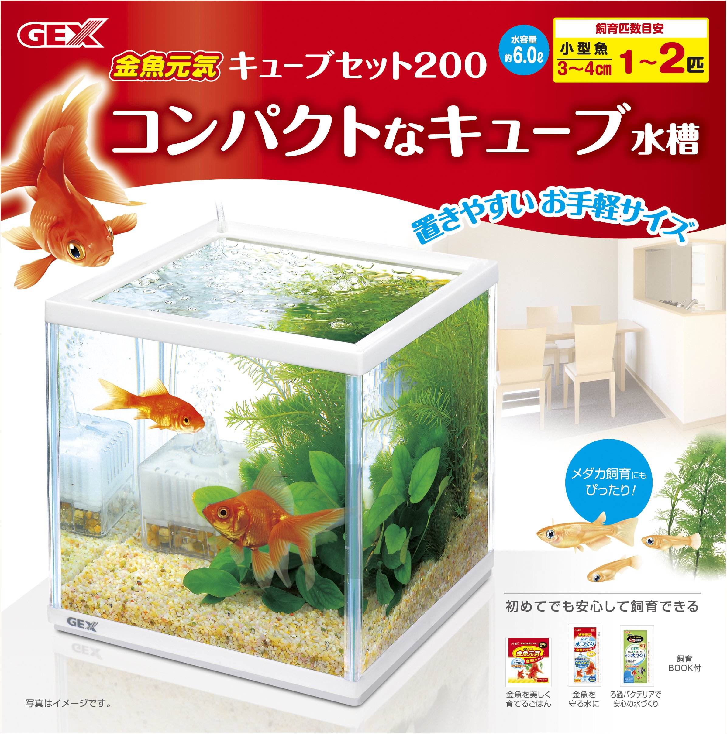 Amazon | GEX 金魚元気 キューブセット 水槽サイズ:約W20×D20×H20cm 水