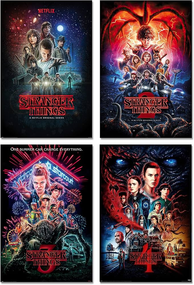Amazon.com: Stranger Things 1, 2, 3 & 4-4 Piece TV Show Poster Set