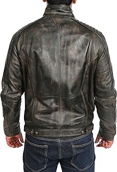 A1 FASHION GOODS Mens WASHED biker style leather jacket retro