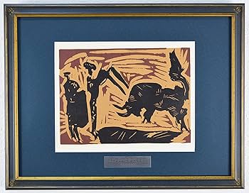 Picassoピカソ 版画リノリュウムカット 首飾りの婦人 1962年 Pablo