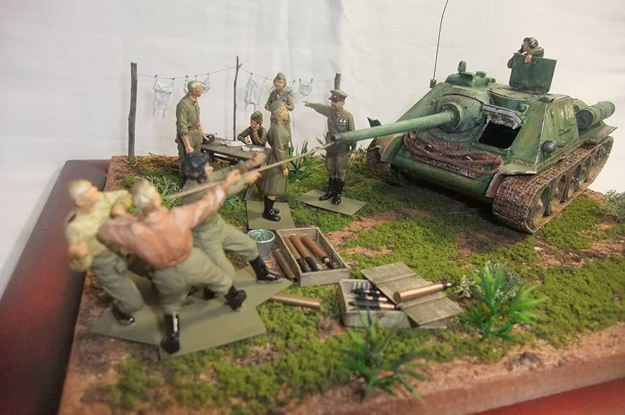 Amazon | 完成品 ソビエト戦車兵砲身清掃情景ジオラマセット 35分の