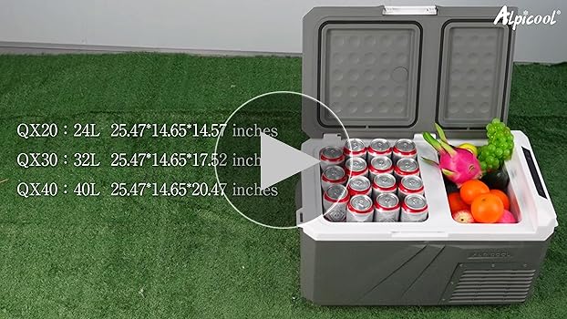 Amazon.co.jp: Alpicool 車載冷蔵庫 24L ポータブル冷蔵庫 2室 -20