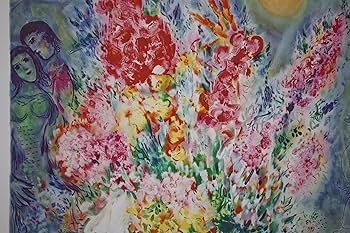 Amazon.co.jp: 絵画 マルク シャガール 天に捧げる花束 額縁付 アート