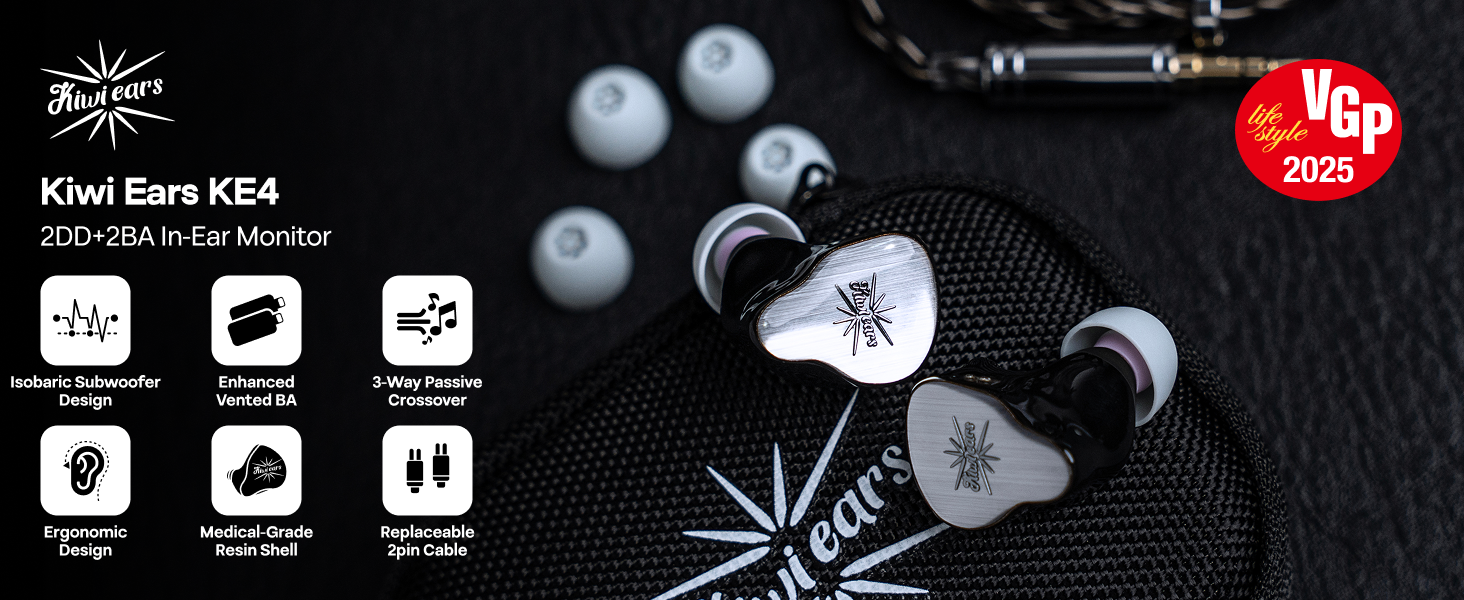 Amazon.com: Linsoul Kiwi Ears KE4 in Ear Monitor, 2DD+2BA Hybrid