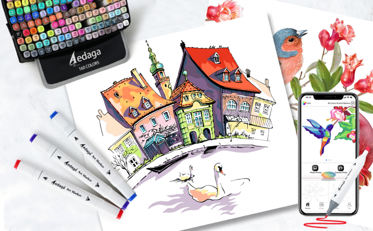 Amazon | イラストマーカー 200色 マーカーペン セット カラーペン