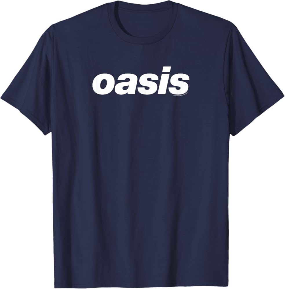 Amazon.com: Oasis White Logo On Navy T-Shirt : Clothing, Shoes