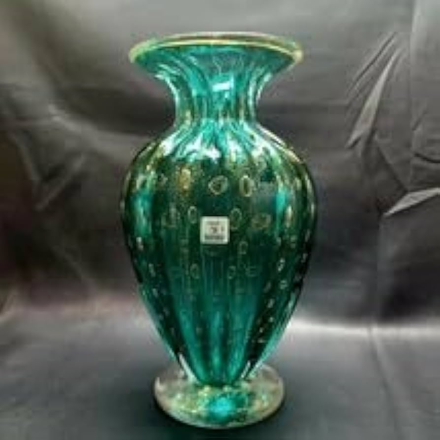 MURANO ムラノ 金彩 双耳 グリーン 花器 オブジェ