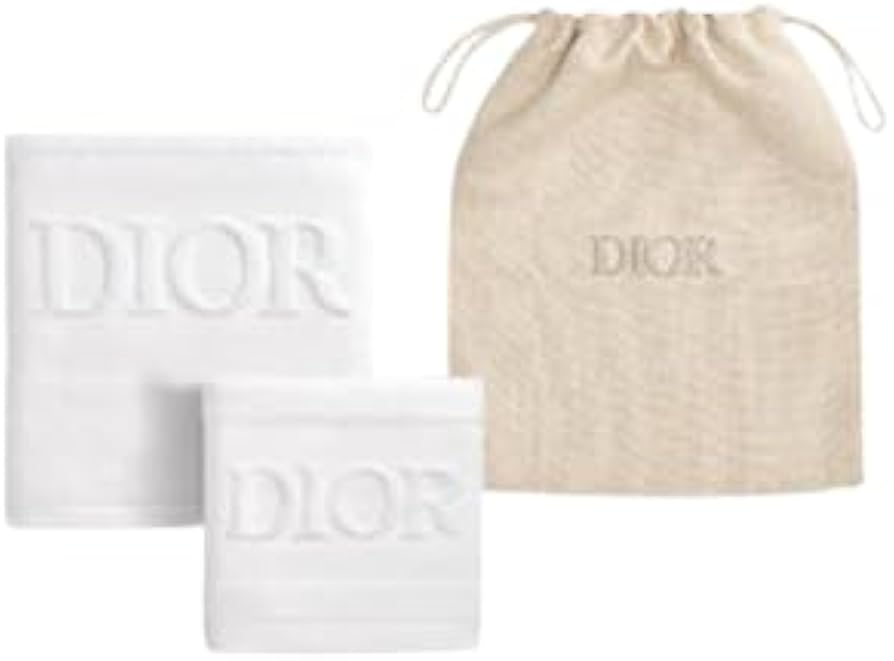Amazon｜Dior ディオール オリジナルタオル2枚セット​ポーチ付き ロゴ