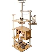 Amazon | CozyMeow キャットタワー 突っ張り 木製 キャットツリー 木