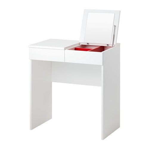 ドレッサー ガラステーブル IKEA HEMNES 白 ホワイト 鏡台 イケア