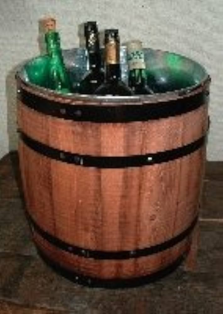 アンティークな樽型デザインのワインクーラーです。 アンティークな樽
