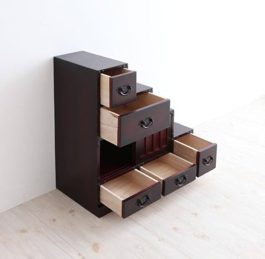 Amazon｜ブラウン 民芸調家具シリーズ 階段箪笥右下がり｜チェスト