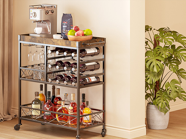 Amazon.co.jp: バーカート ワインカート ラックホルダー付き 家庭用