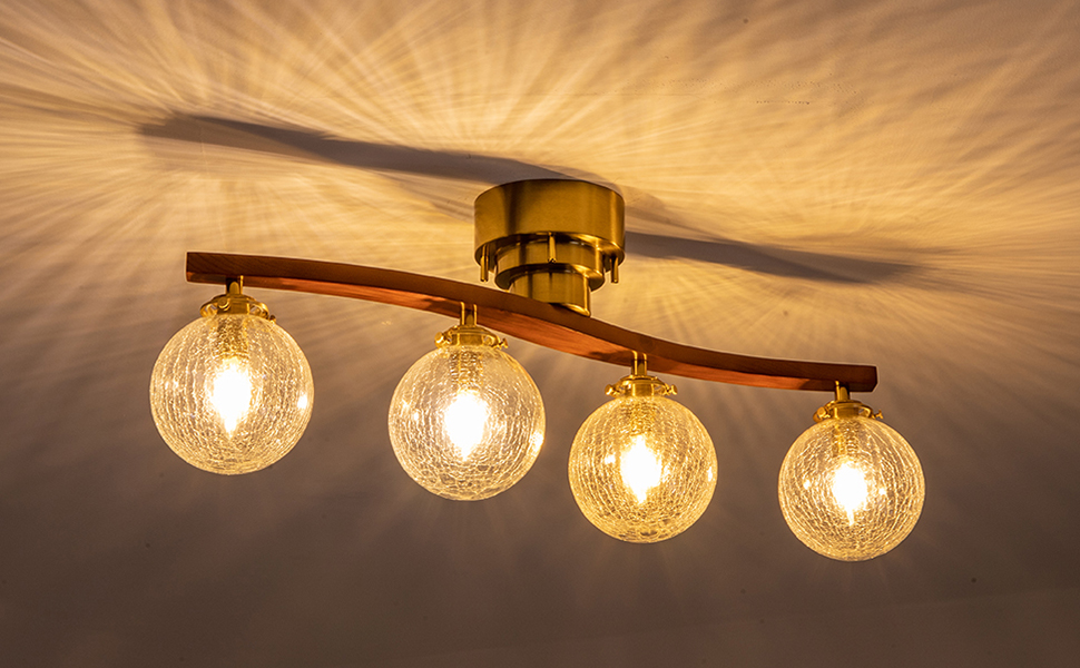 Amazon.co.jp : Chende シーリングライト ガラス 4灯 木 LED