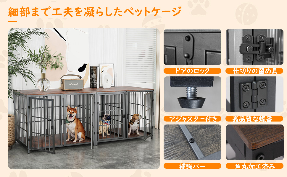 Amazon.co.jp: BingoPaw 大型犬 ケージ 犬のケージ 大きい 中型犬 屋根