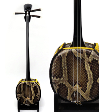 美品 本格 沖縄三線 蛇味線 沖縄三味線 初心者 人工革 ヘビ 動作品】