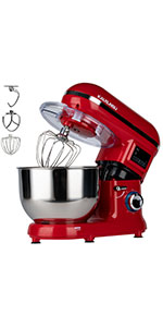 ☆E&B ミキサー 赤 シルバー ステンレスボウル EB-1701X ☆E&B