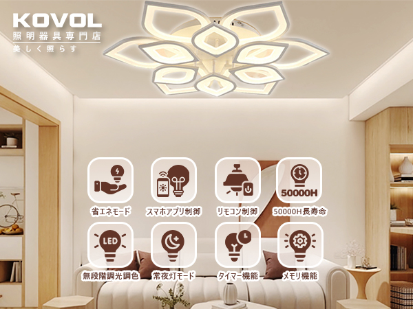 Amazon.co.jp : KOVOL LED シーリングライト 12-18畳 おしゃれ 北欧