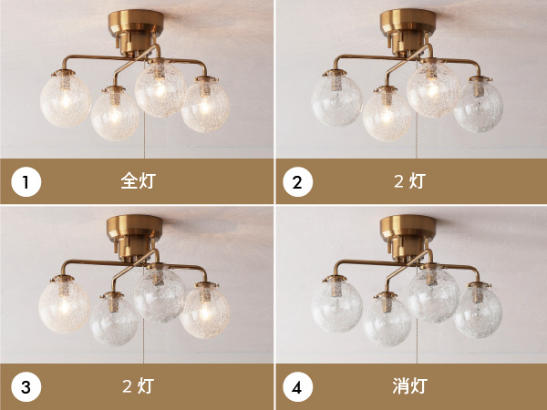 Amazon.co.jp: VENTOTA シーリングライト ゴールドフレーム ガラス 4灯