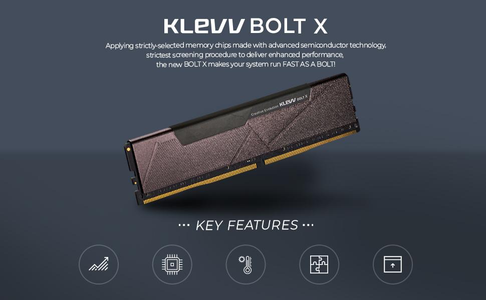 KLEVV Bolt X DDR4 32GB (2x16GB) 3600MHz CL18 1.35V Gaming Desktop