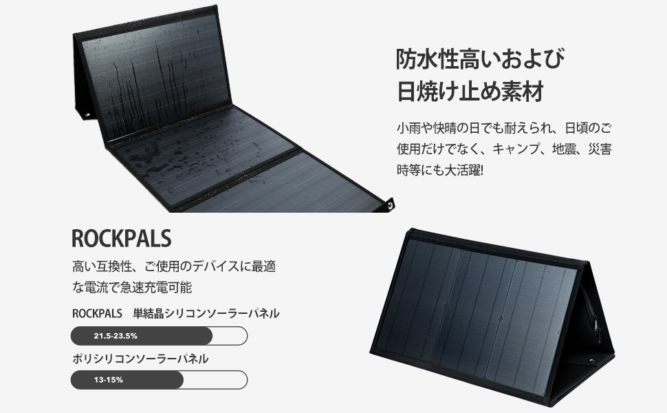 Amazon | ROCKPALS ソーラーパネル 100W 折りたたみ式 単結晶 高変換