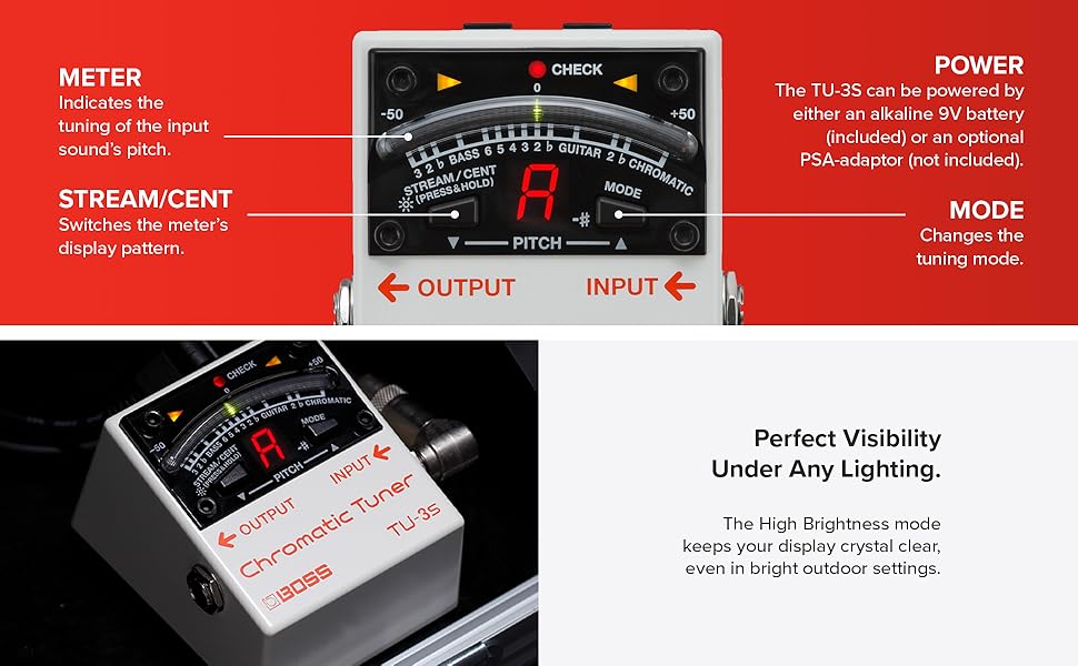 Amazon.com: BOSS TU-3S Compact Chromatic Tuner for your Pedalboard