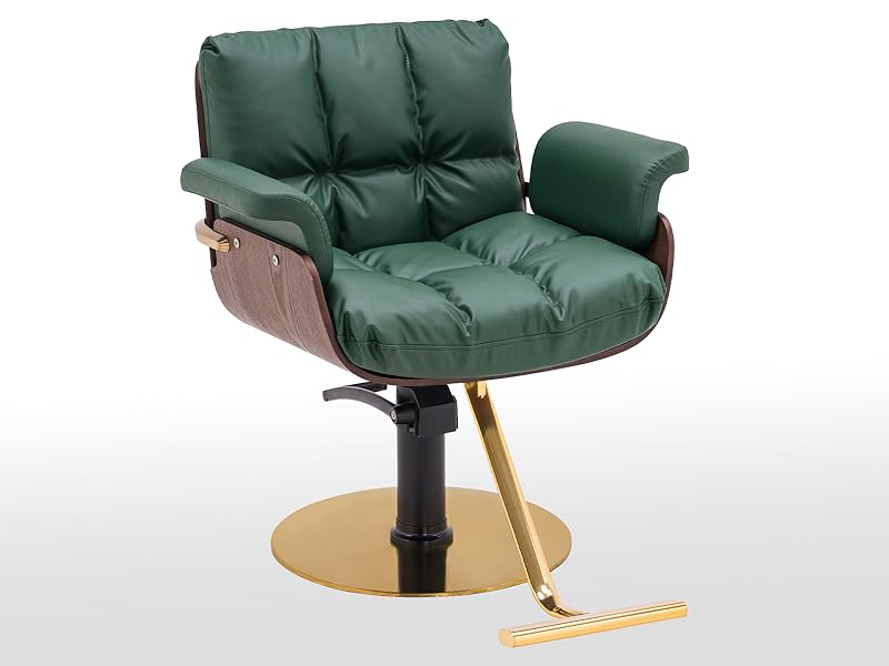 ブラウン 合成皮革 回転式美容椅子2個セット ブラウン 合成皮革 回転式