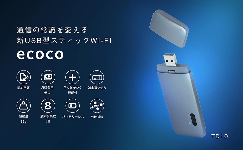Amazon.co.jp: 【3/1販売開始】ecoco 1年間 100ギガ 付 USB型