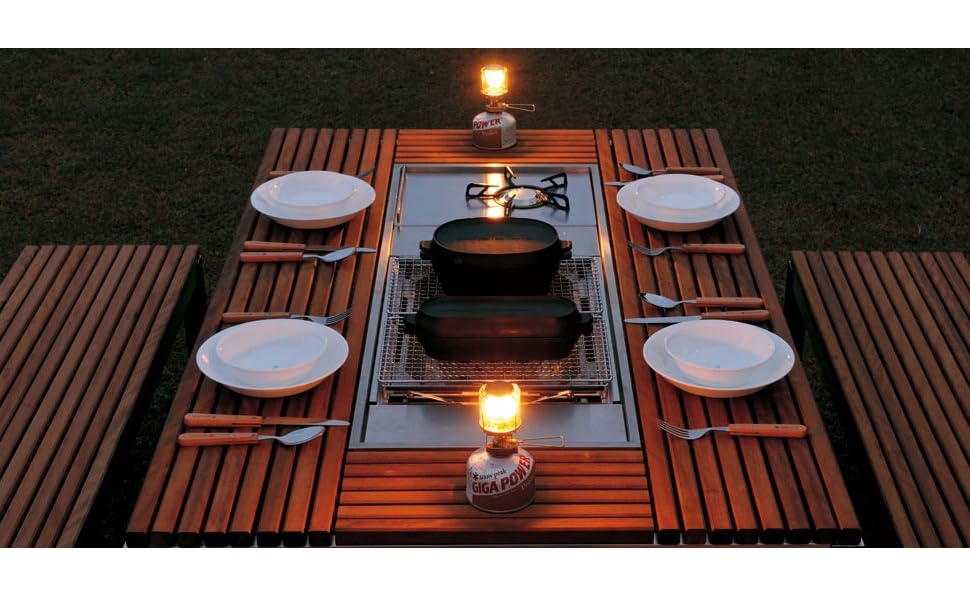 手渡し限定】 Peak ガーデンテーブル・ウッドトップ2枚・ベンチ2脚