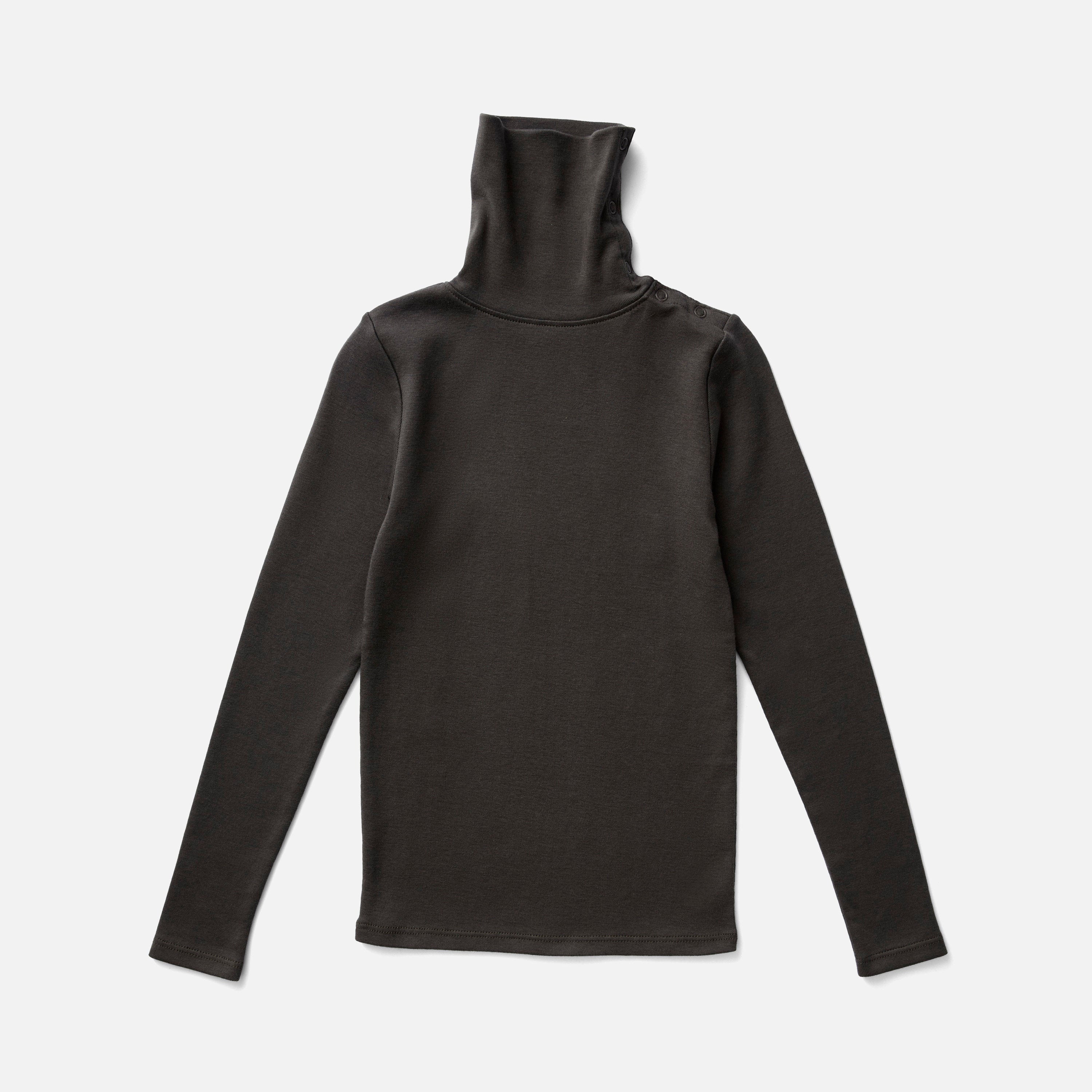 Pima Cotton Snap Turtleneck - Shale – MamaOwl