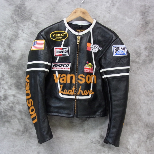 VANSON RJP レザー シングルライダースジャケット 34