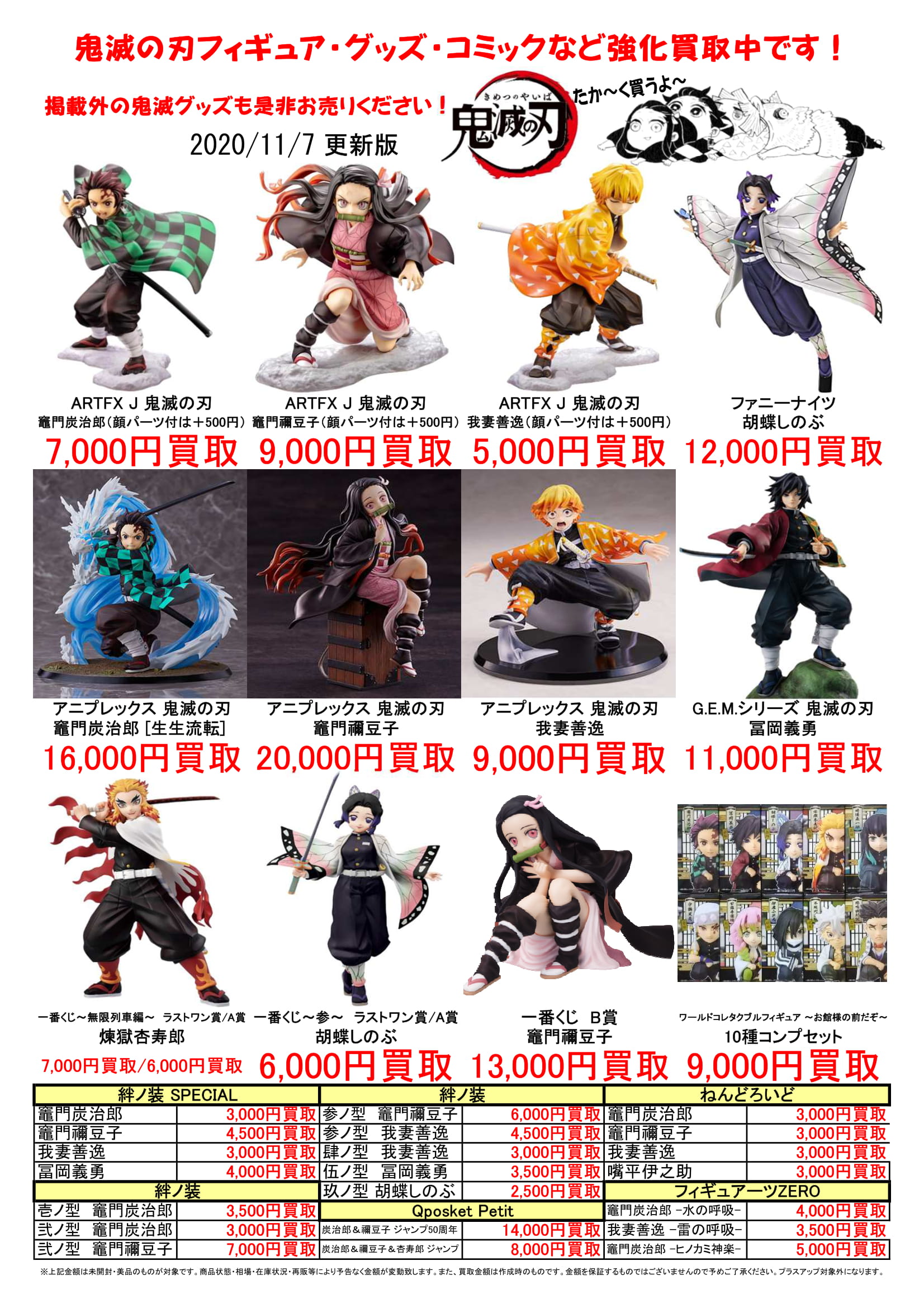 11/2□鬼滅の刃グッズ買取告知更新！◇＃おもちゃ ＃フイギュア ＃鬼滅
