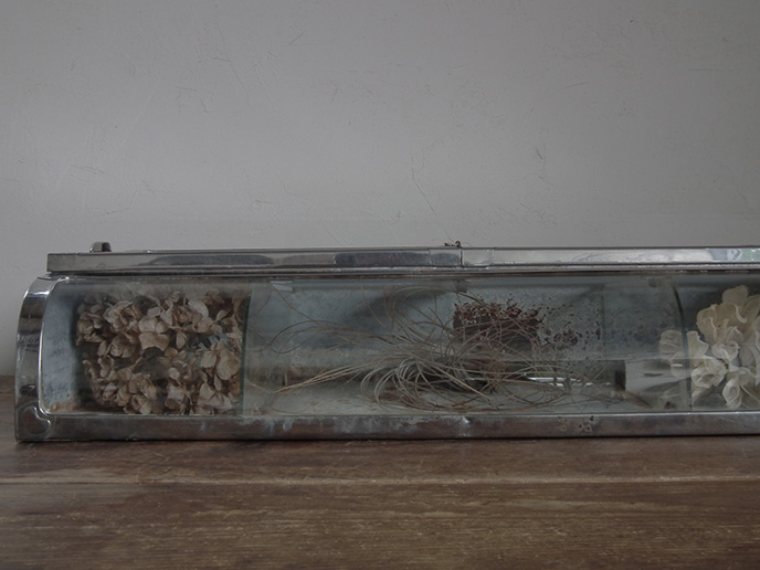 アンティーク 駄菓子ケース ガラスケース ブリキ 蓋付き ショーケース