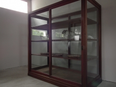 Z00257 アンティーク 明治〜大正期 特大 圧巻 木製5面ガラスショー