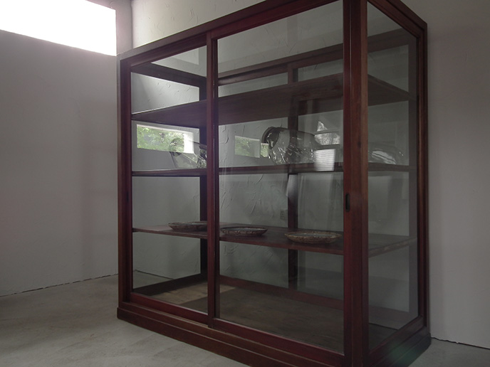 Z00257 アンティーク 明治〜大正期 特大 圧巻 木製5面ガラスショー