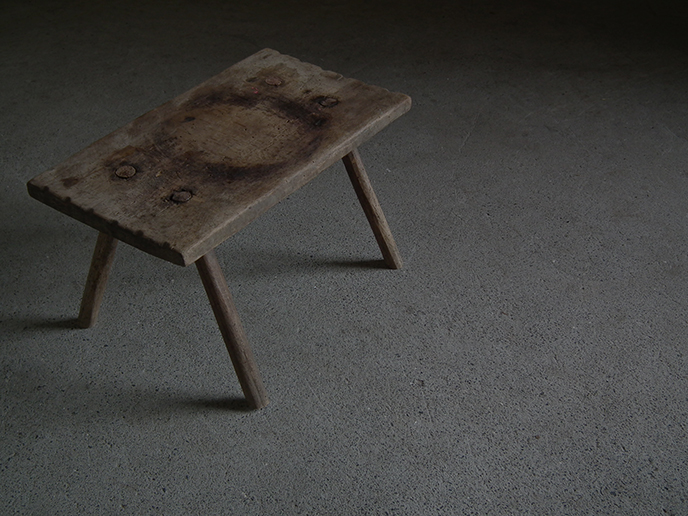 フランスアンティーク ディスプレイ台 籐 木製 ステップ スツール 踏み台