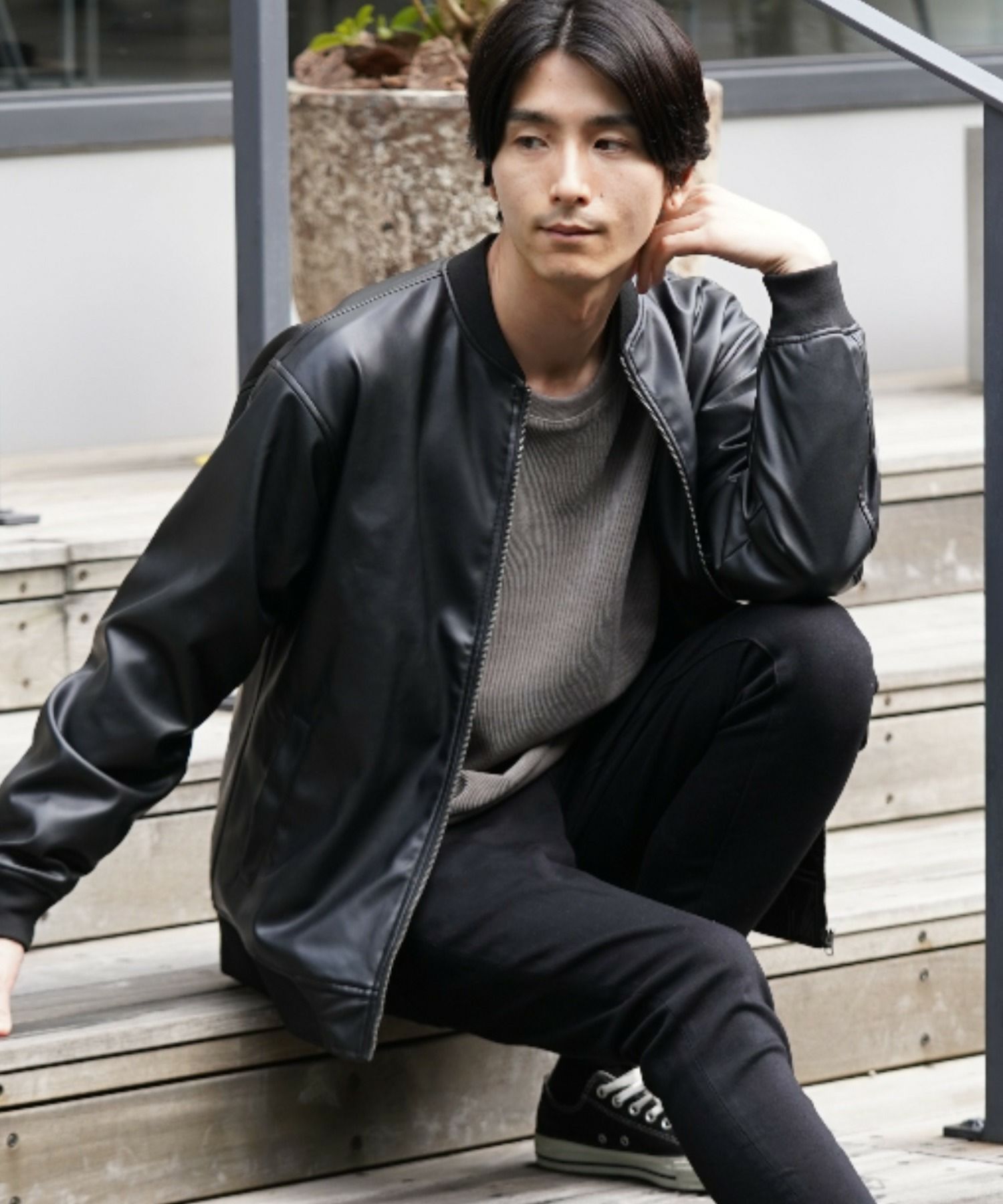 ライダースレザージャケット Lサイズ｜AKM 羊革 レザージャケット