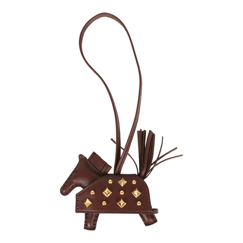 Hermes Rodeo Rock Bag Charm PM Terre Milo Lambskin Gold Hardware