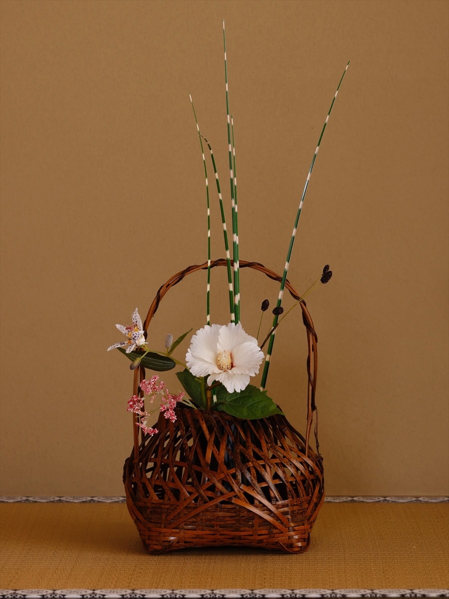 瓢箪形 花籠 竹籠 華道具 茶道具 花器 籠花入 竹細工 天然木