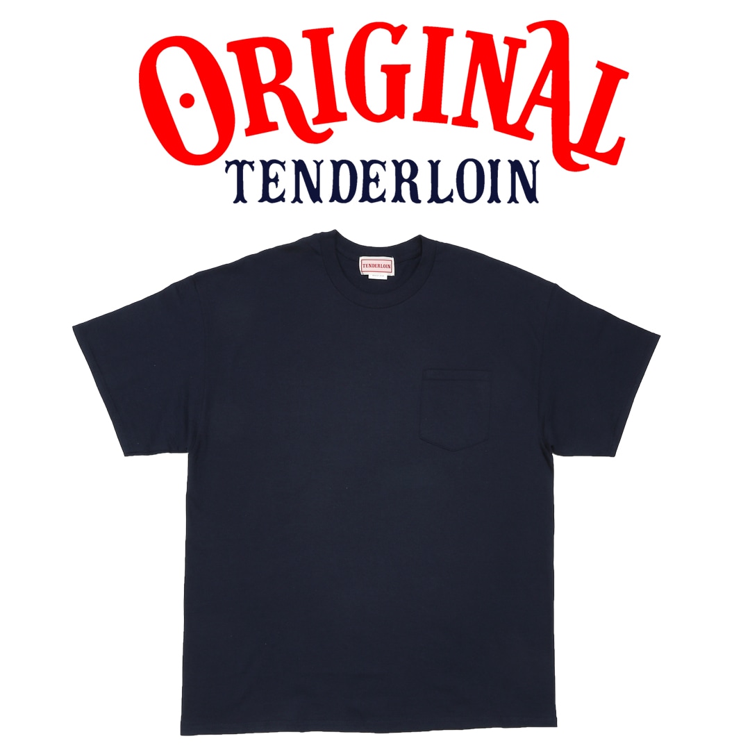 TENDERLOIN LOGO POCKET T-SHIRTS 6.0oz PREMIUM COTTON 100% NAVY | T