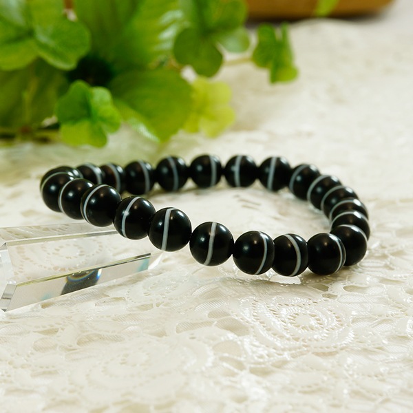 激レア！一線薬師天珠メノウ (薬師天 一線天) 8mm ブレスレット